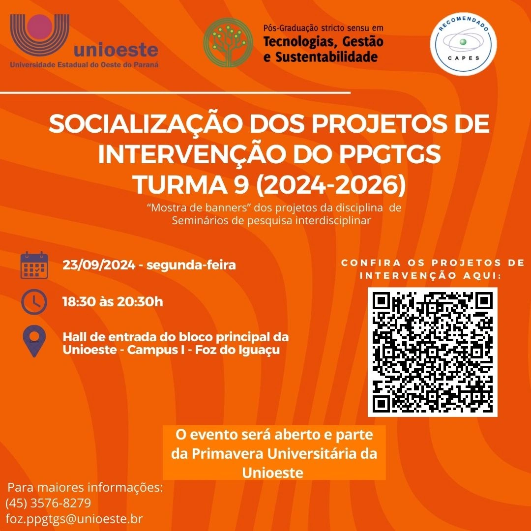 Não percam! Socialização dos Projetos de Intervenção da Turma 9 (2024-2026)