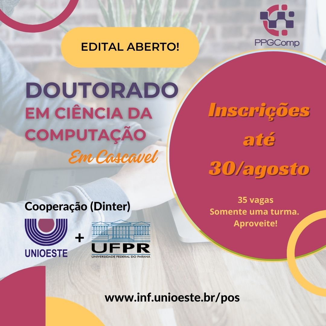 Doutorado em Computação na Unioeste - Inscrições até 30/agosto